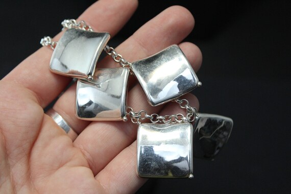 Sterling Silver Modernist Square Dangle Necklace,… - image 3