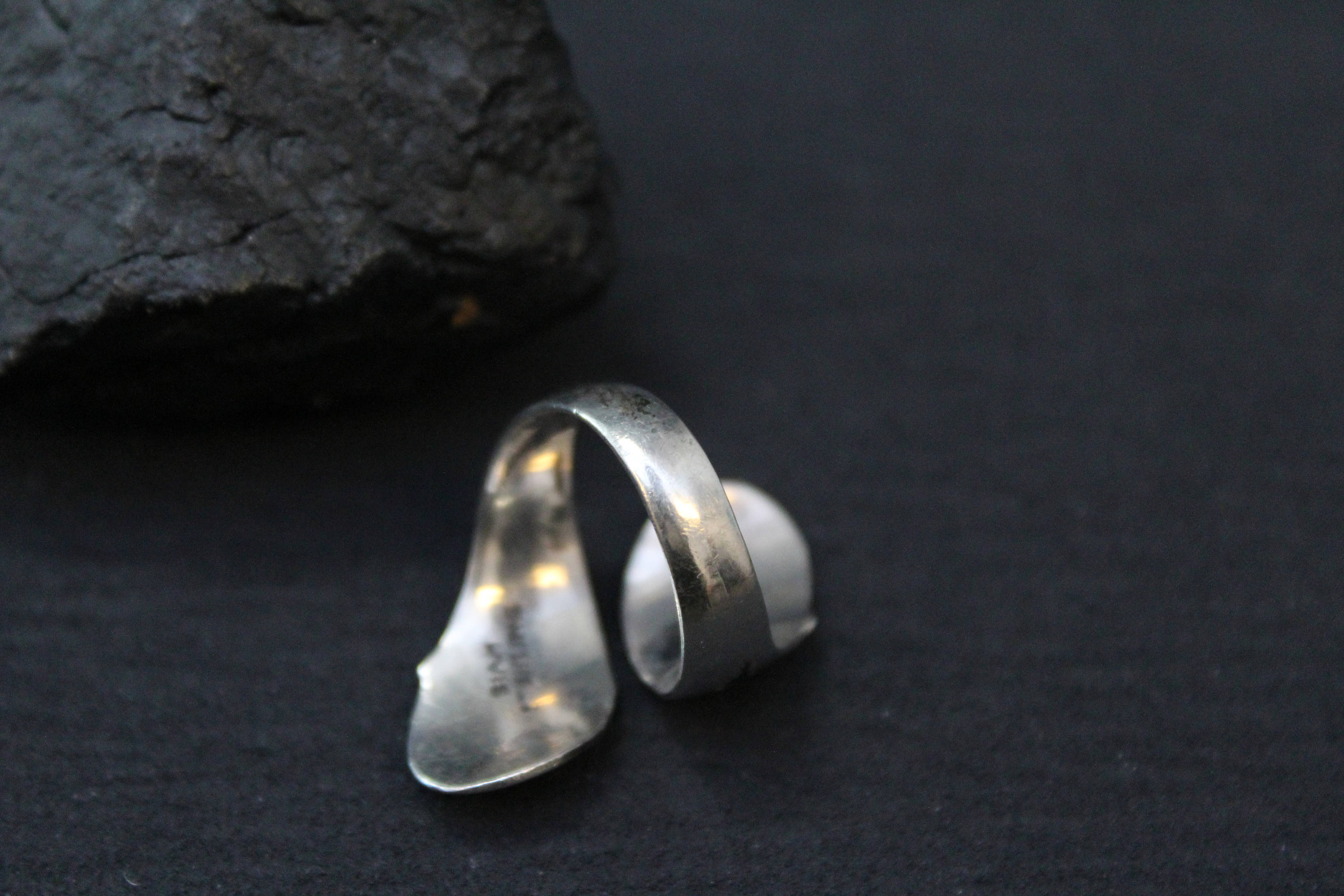 Sterling Silver Siam Bypass Ring, Sterling Niello Jewelry