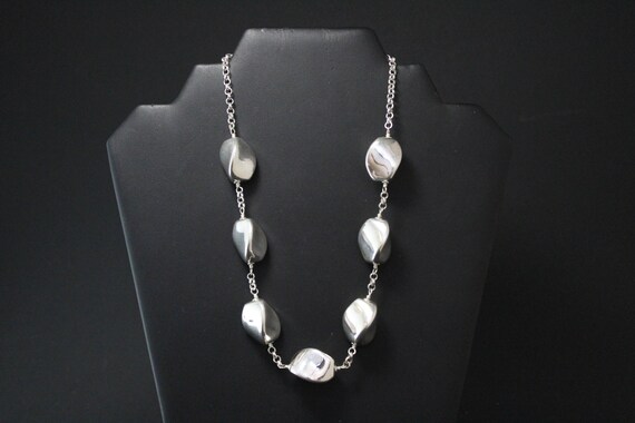 Sterling Silver Modernist Beaded Statement Neckla… - image 1