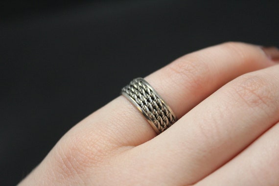 Sterling Silver Band Ring, Sterling Silver Patter… - image 3