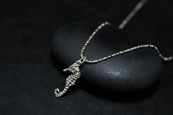 Sterling Silver Seahorse Dainty Charm Necklace 18 Inch, Seahorse Necklace, Seahorse Jewelry, Ocean Life Necklace, Gift for Seahorse Lover