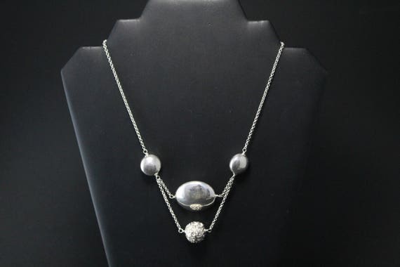 Unique Sterling Silver Trapeze Statement Necklace, Sterling Silver Beaded Necklace, Bold Sterling Silver Necklace, Bold Sterling Jewelry