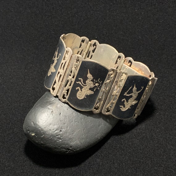 Vintage Sterling Silver Siamese Link Bracelet, Sterling Siam