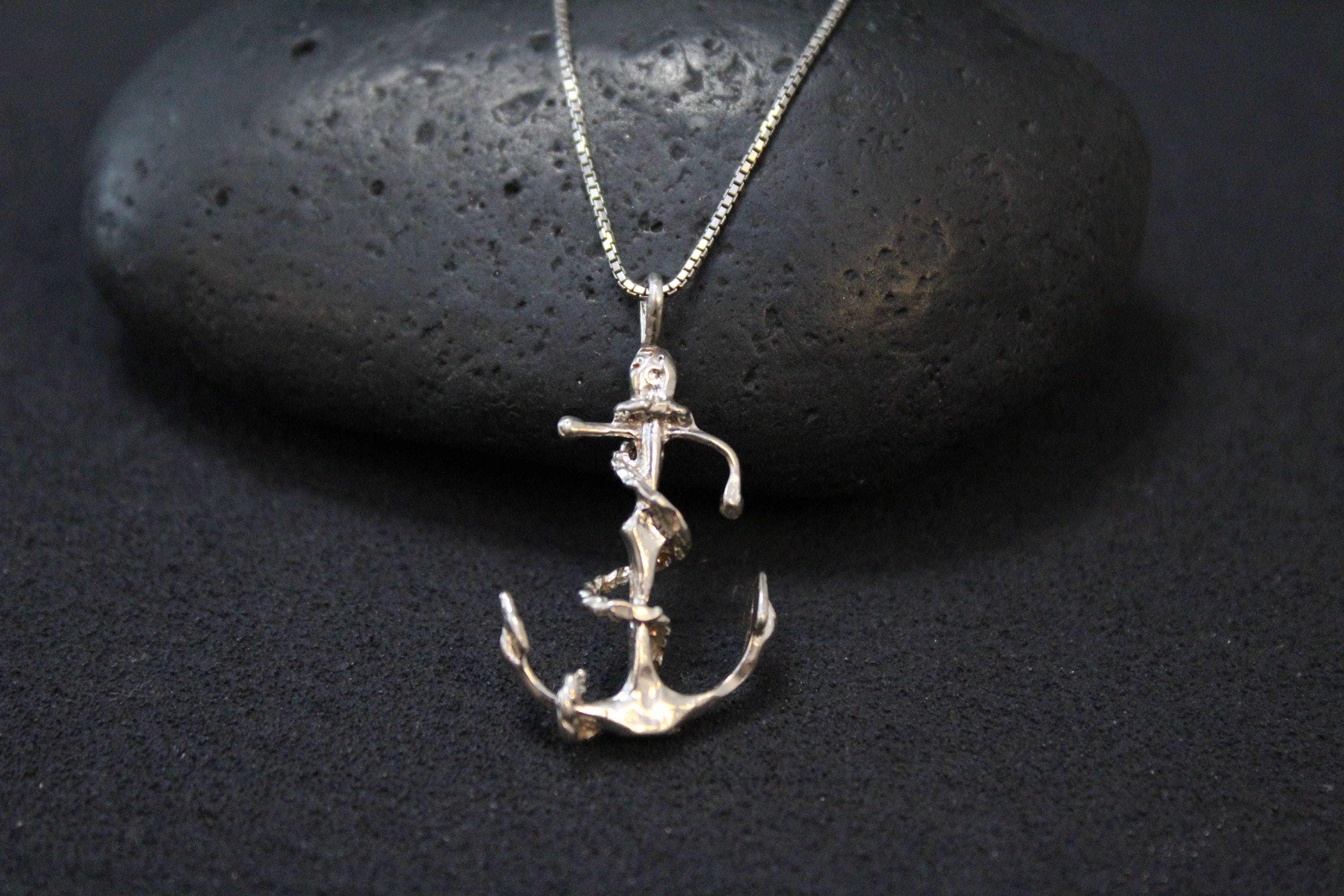 Sterling Silver Anchor Necklace, Navy Jewelry, Sterling Navajo Necklace ...