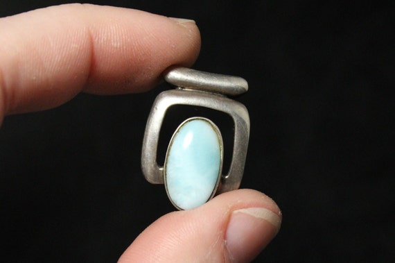 Sterling Silver Oval Larimar Slide Pendant, Sterl… - image 6