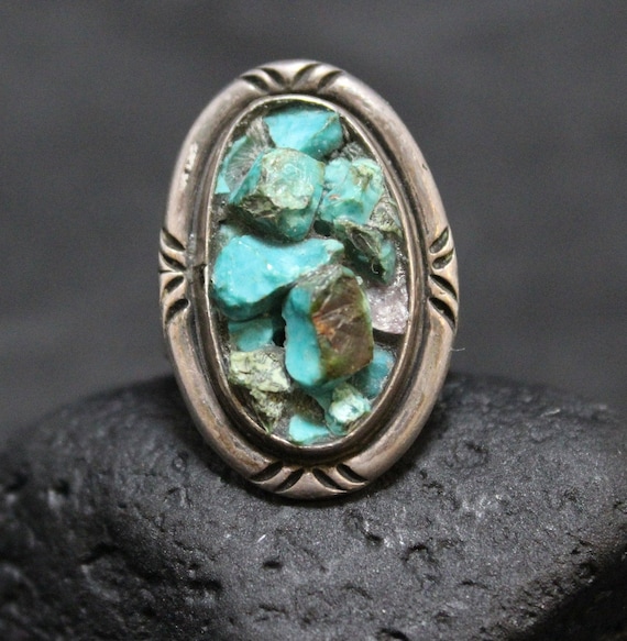 Sterling Silver Turquoise Nuggets Ring, Turquoise Chunks Ring, Turquoise Pieces Ring, Raw Turquoise Ring