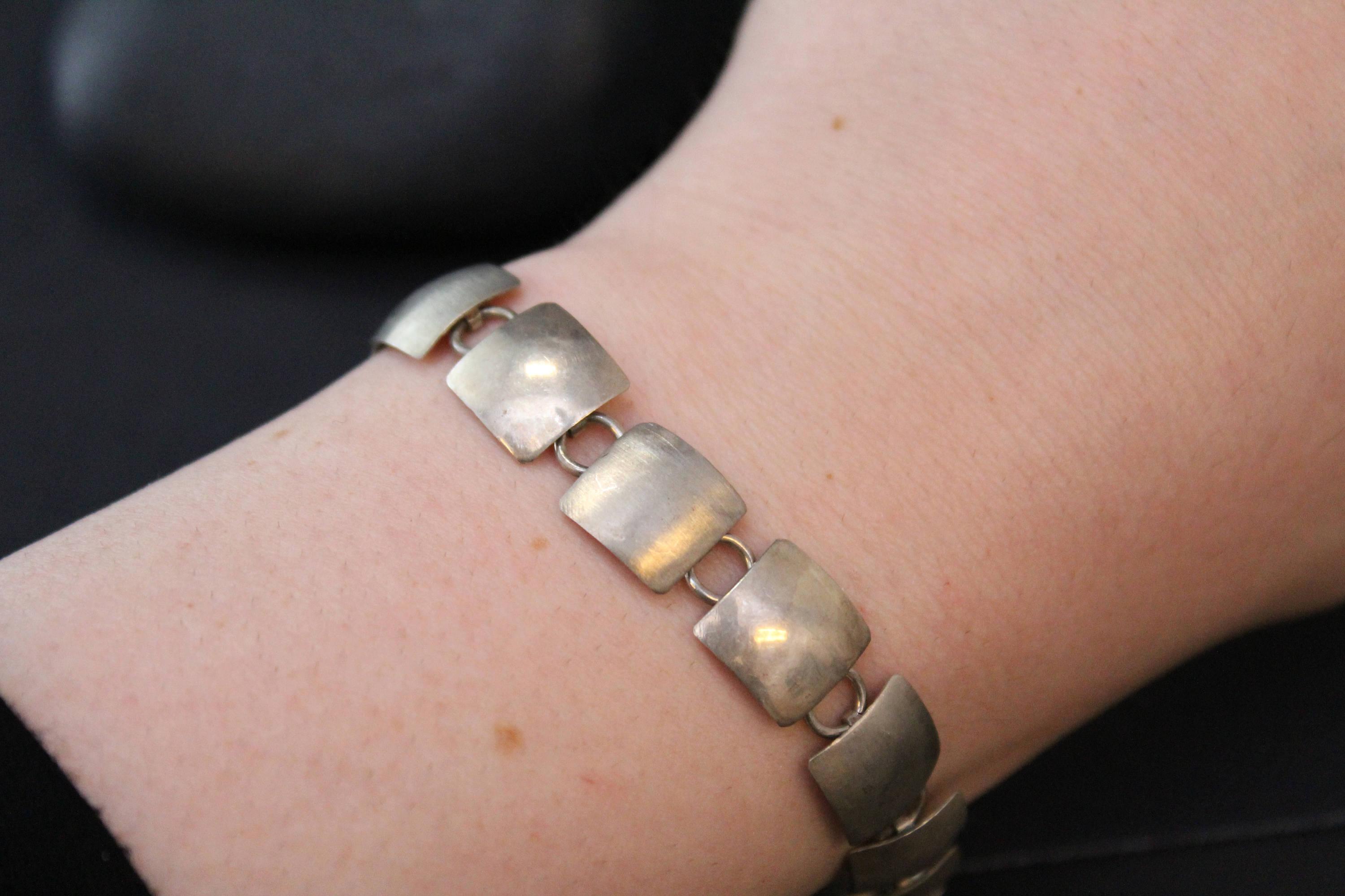 Sterling Silver Modern Square Link Bracelet, Sterling Square Link