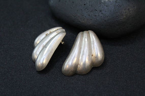 Hollow Sterling Silver Chunky Earrings, Bold Ster… - image 4
