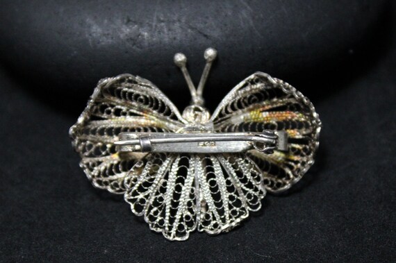 Vintage Filigree Sterling Silver Filigree Moth Bu… - image 3