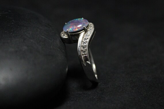 Sterling Silver Opal Triplet and CZ Accented Halo… - image 4