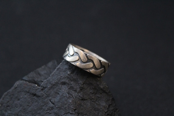 Sterling Silver Tire Tread Band Ring - image 2