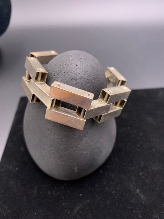 Well made sterling silver rectangular link bracel… - image 4