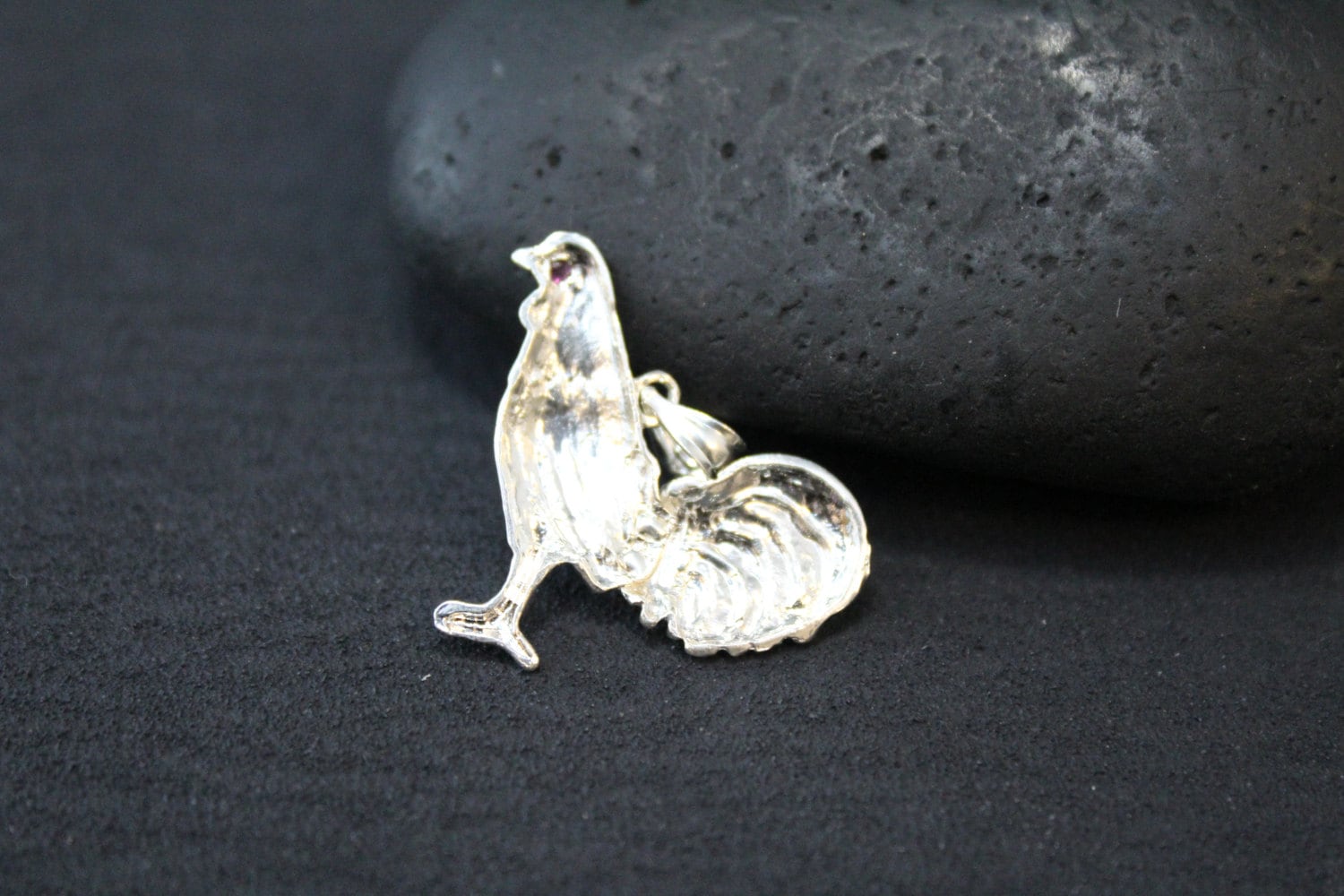 Silver 2024 rooster pendant