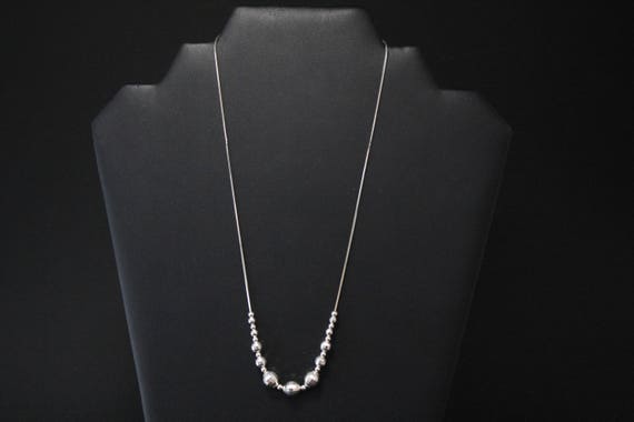 Sterling Silver Disco Ball Beaded Necklace, Sterli