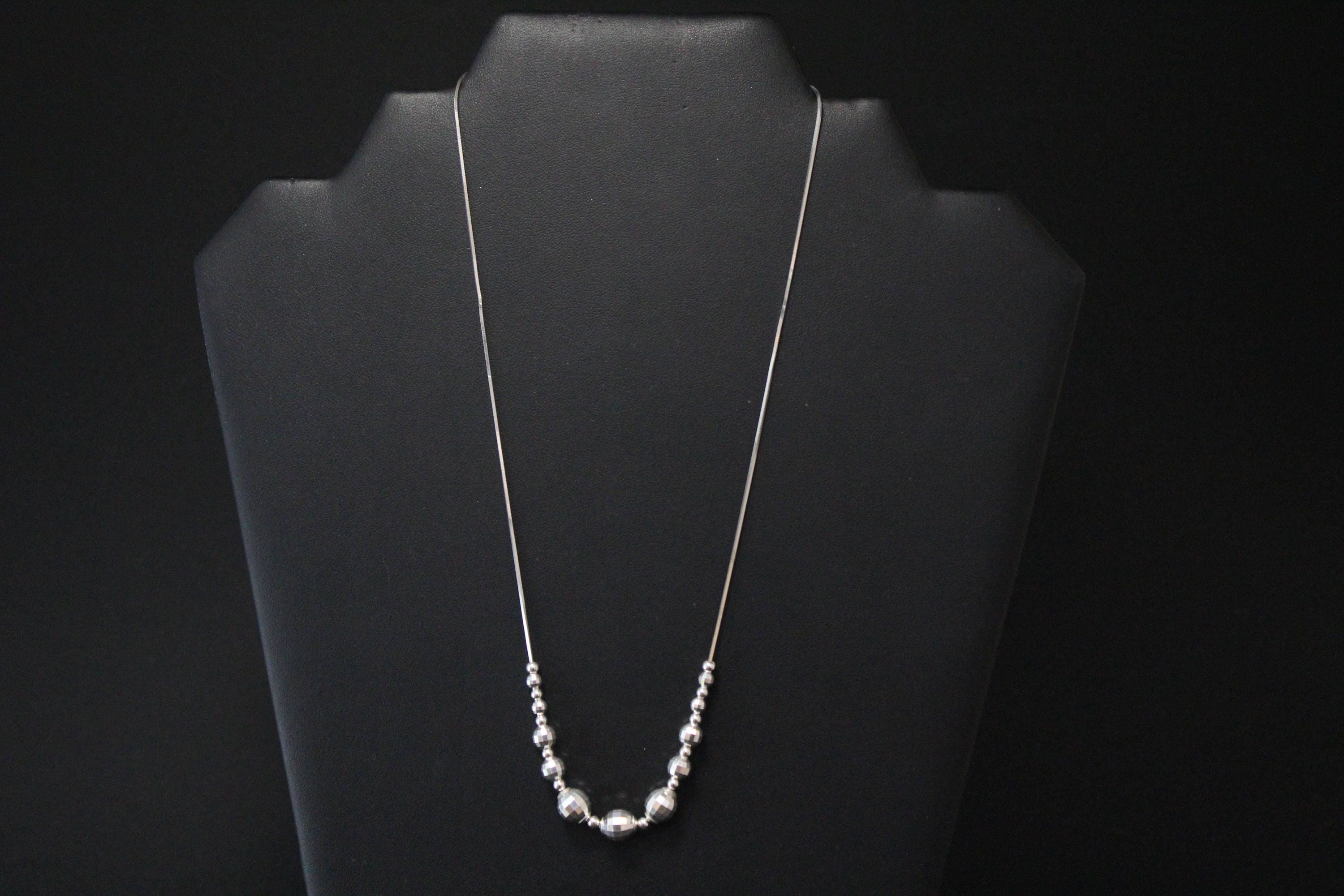 Sterling Silver Disco Ball Beaded Necklace, Sterling Silver Disco