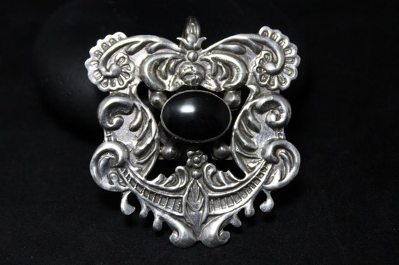 Sterling Silver Vintage TAXCO Art Nouveau Style O… - image 2