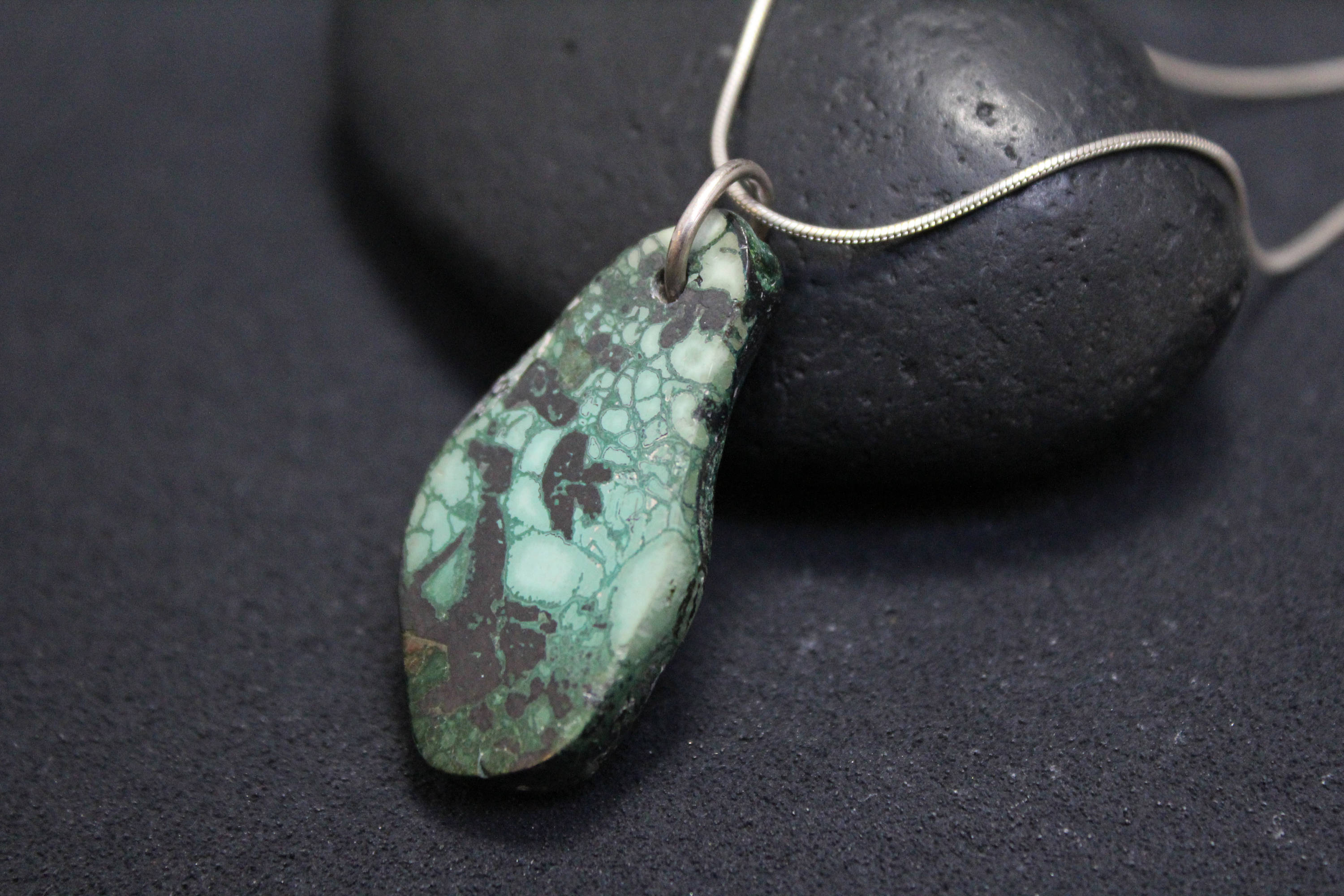 Blue Turquoise Nugget Necklace – Sterling Silver – 24” main image 0