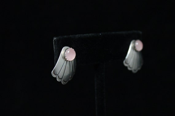 Sterling Silver Rose Quartz Stud Earrings with De… - image 8