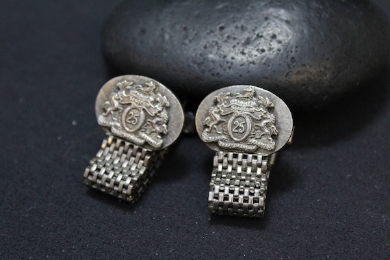 Rare Sterling Silver Seagram Fold Over Cuff Links,