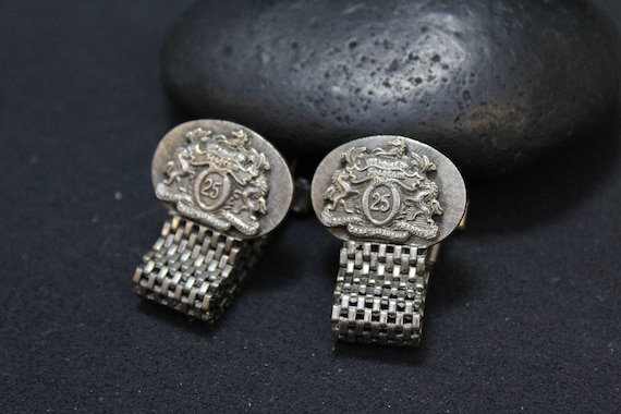 Rare Sterling Silver Seagram Fold Over Cuff Links… - image 1