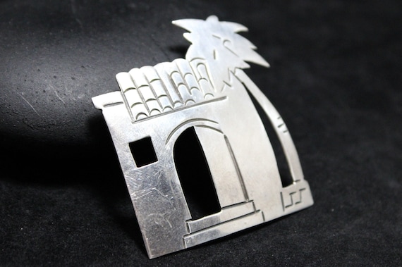 Sterling Silver Taxco Signed Vintage Palm Tree Brooch Pin , Mexican Silver Palm Tree Brooch, Palm Tree Jewelry, Palm Tree Pin