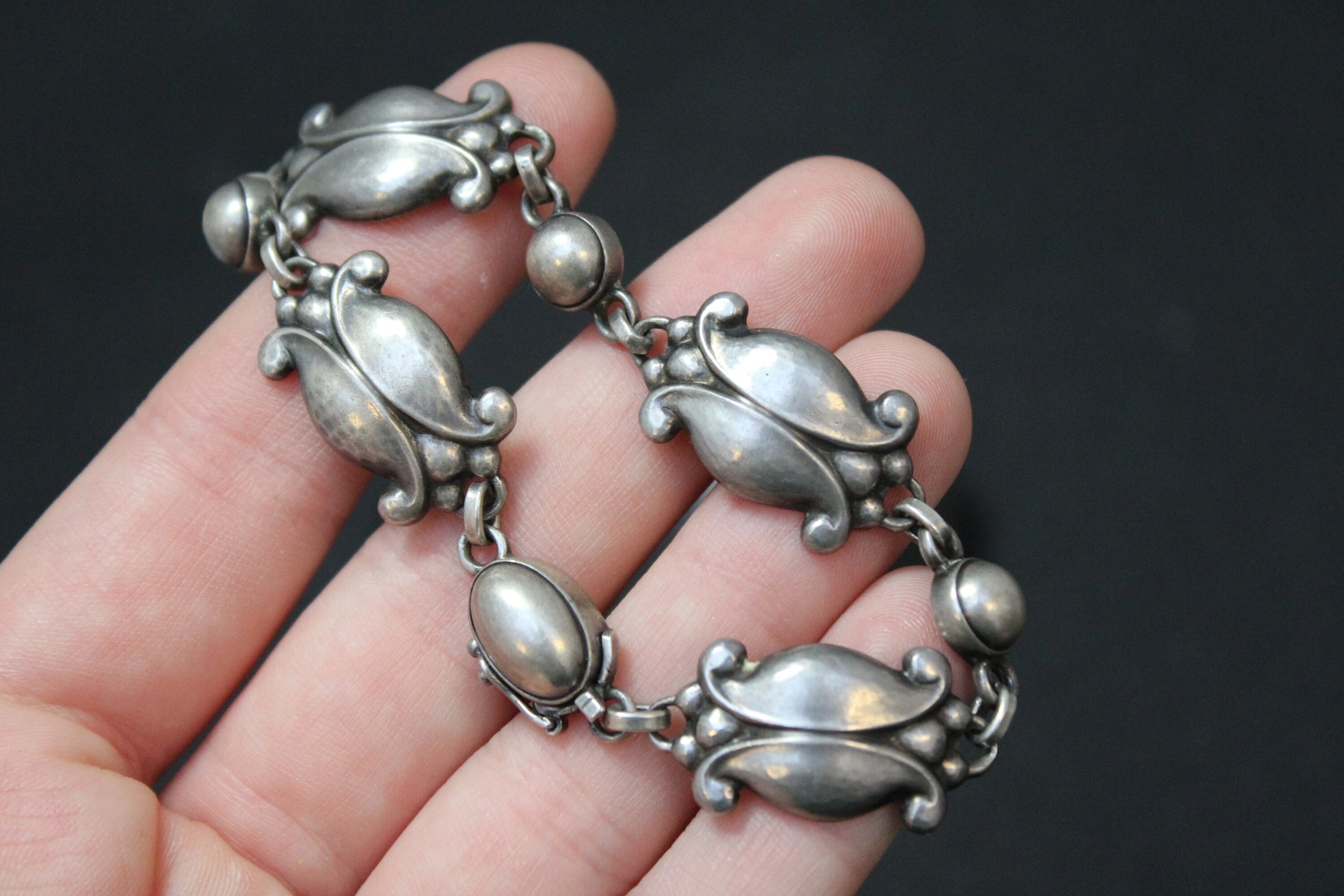 Sterling Silver Jensen Moonlight Blossom Bracelet 11, Jensen Link Bracelet, Danish