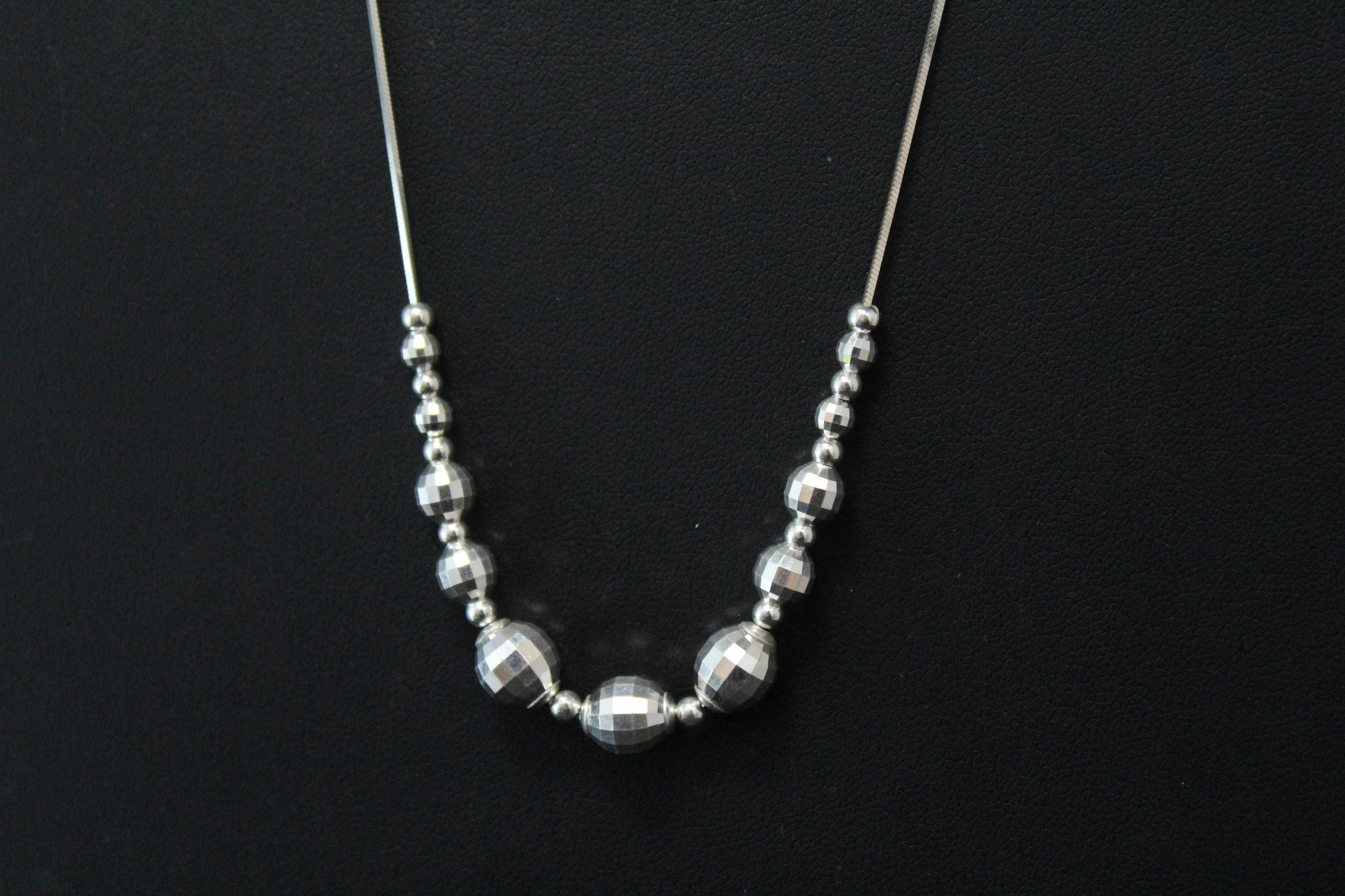 Sterling Silver Disco Ball Beaded Necklace, Sterling Silver Disco Necklace, Disco Ball Beads