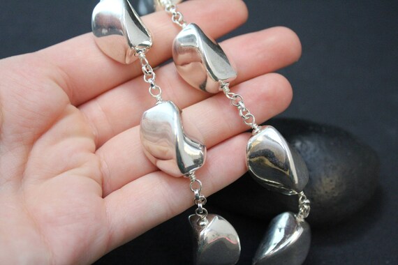 Sterling Silver Modernist Beaded Statement Neckla… - image 3