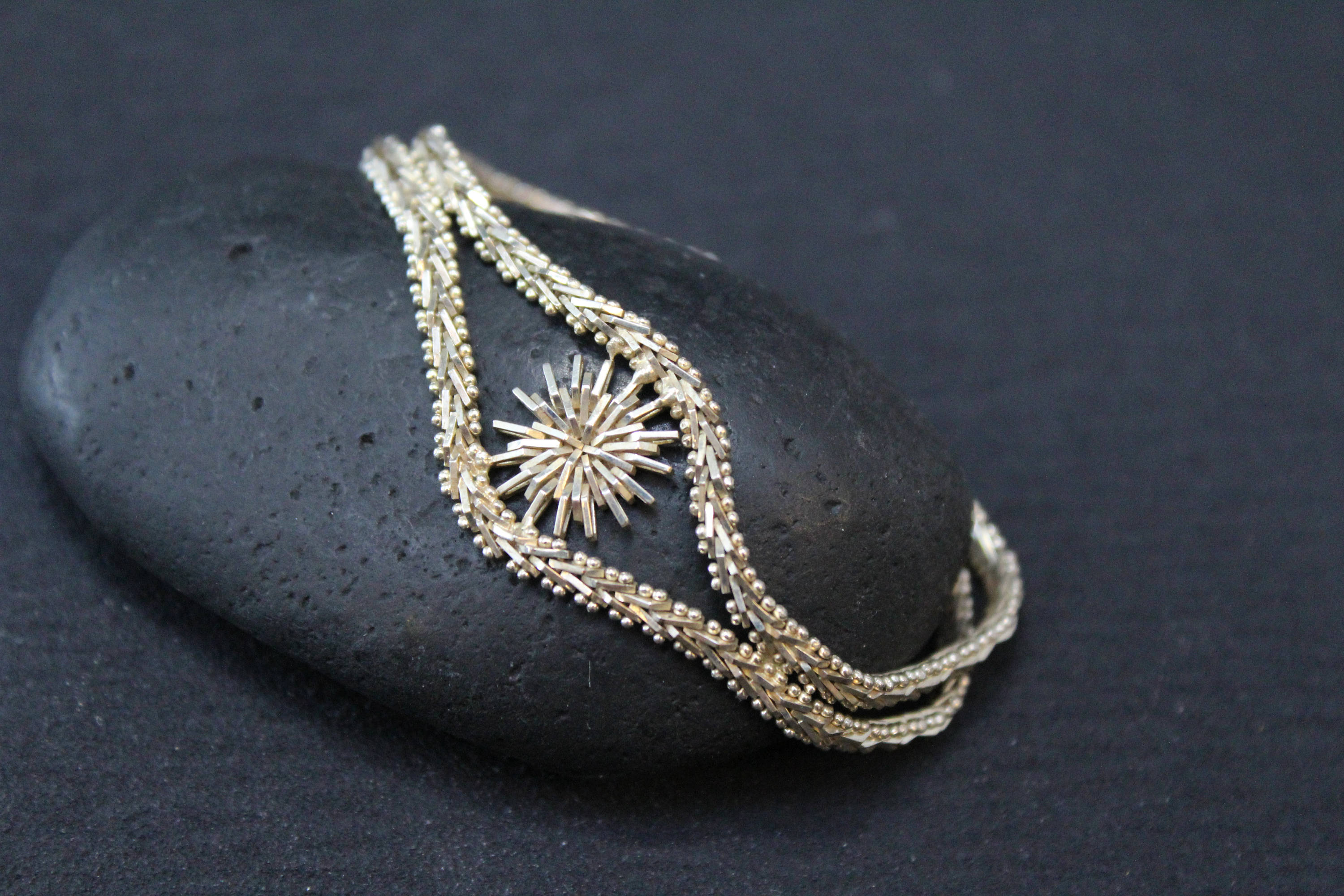 Sterling Silver Flexible Sunburst Bracelet, Flexible Link Bracelet