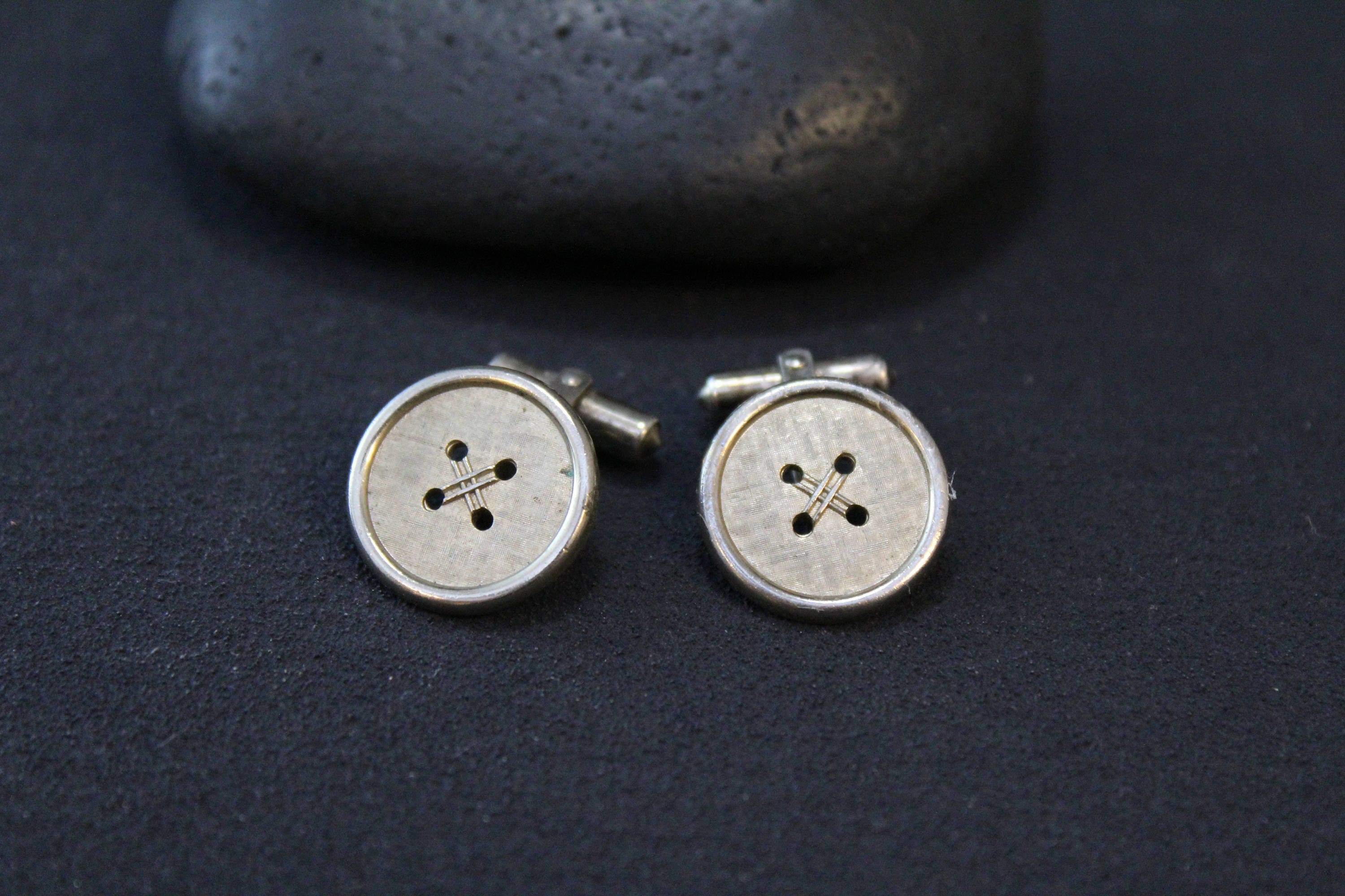 Gold Plated Destino Button Cufflinks, Gold Plated Button, Button