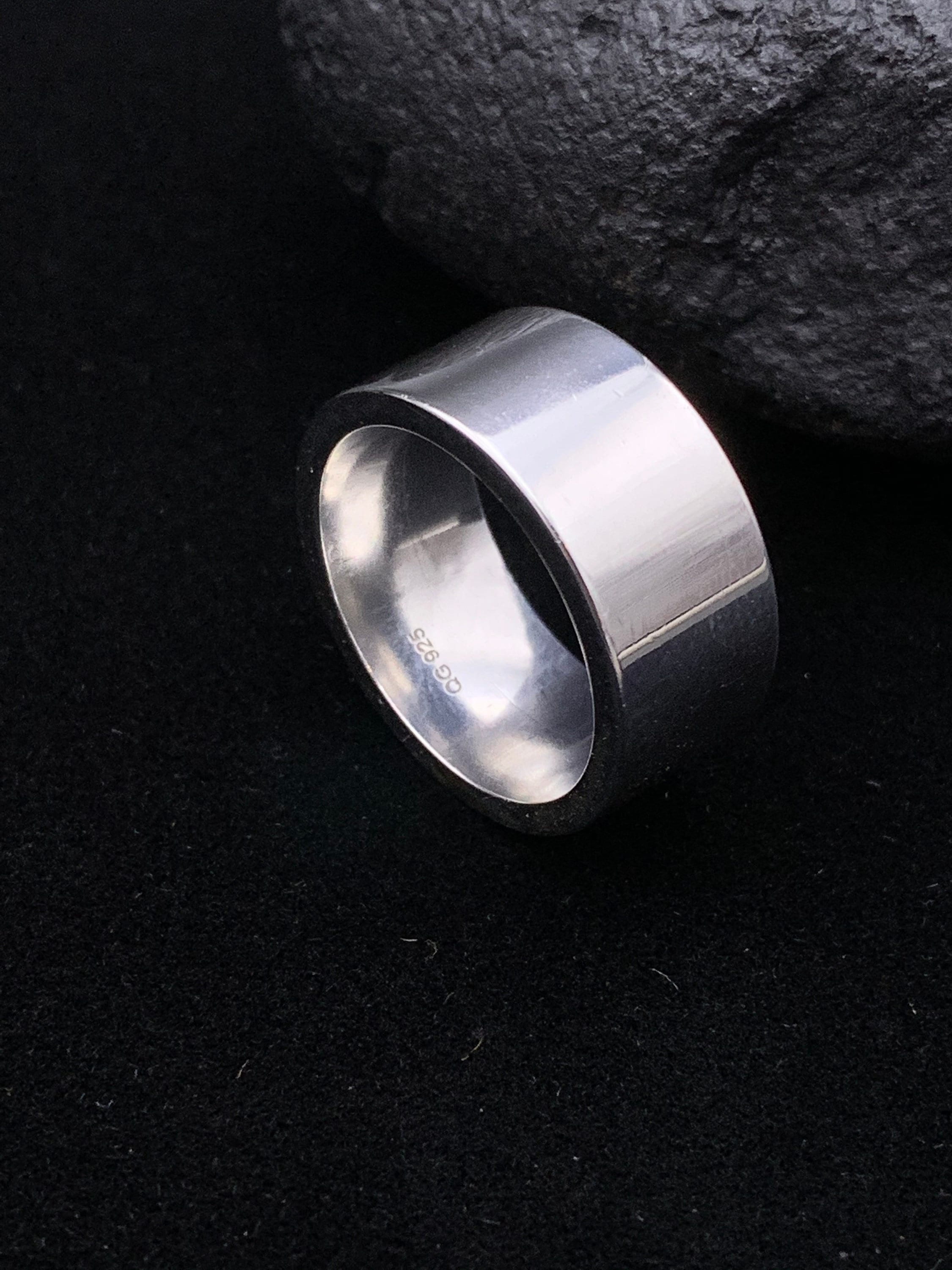 Wide Sterling Band Ring, Cigar Band Ring, Plain 925 Wedding Band, Size