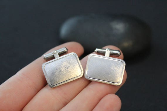 Sterling Silver Modern Textured Cuff Links, Simpl… - image 4