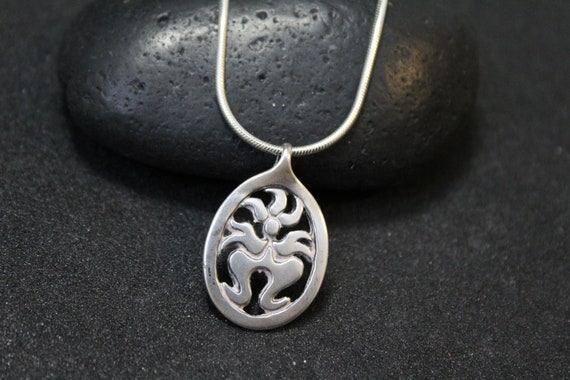 Sterling Silver Tribal Figure Necklace, Tribal Ste