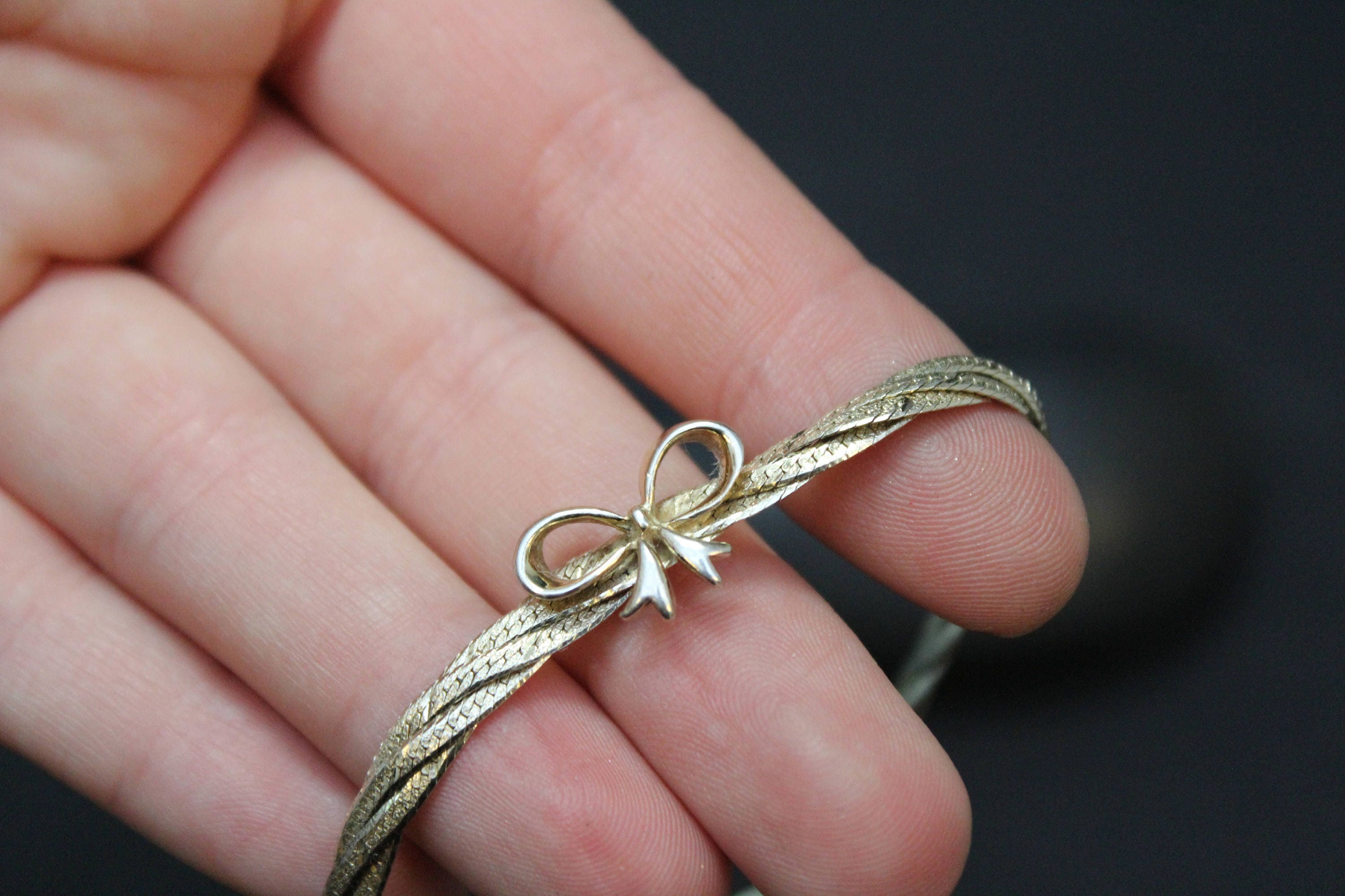 Sterling Silver Gold Plated Bow Bracelet, Gold Bow Bracelet, Bow