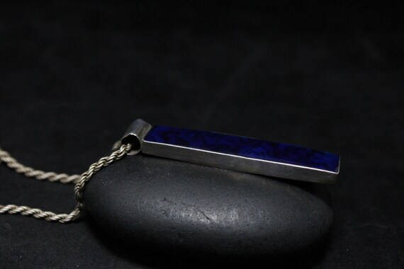 Sterling Silver Rectangular Blue Paua Shell Penda… - image 4