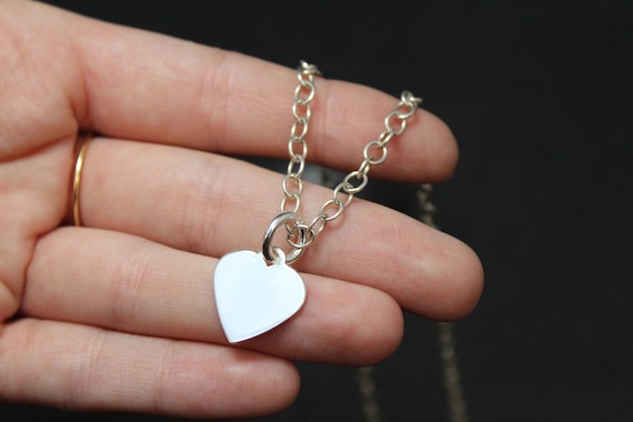 Sterling silver heart tag 2024 necklace