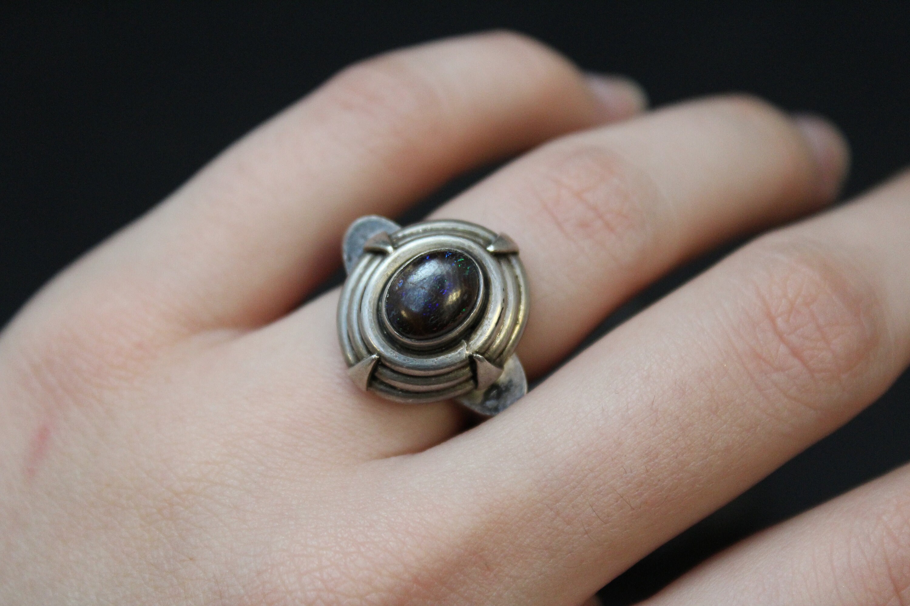 Designer Sterling Silver Modernist Opal Ring, Modernist Gemstone Ring ...