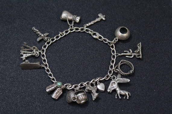 Loaded Sterling Silver Western Charm Bracelet, Tu… - image 1