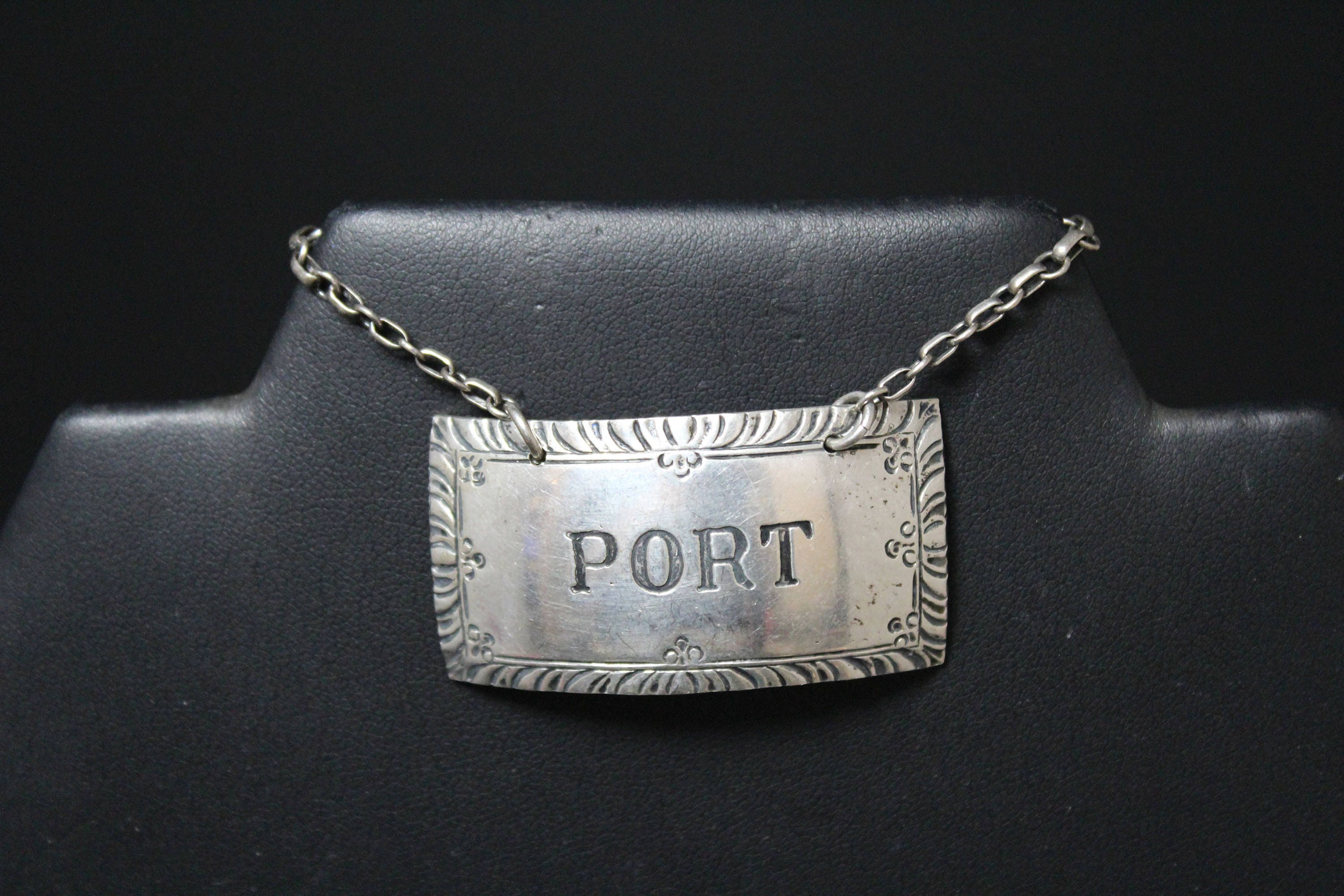 Pewter decanter labels set