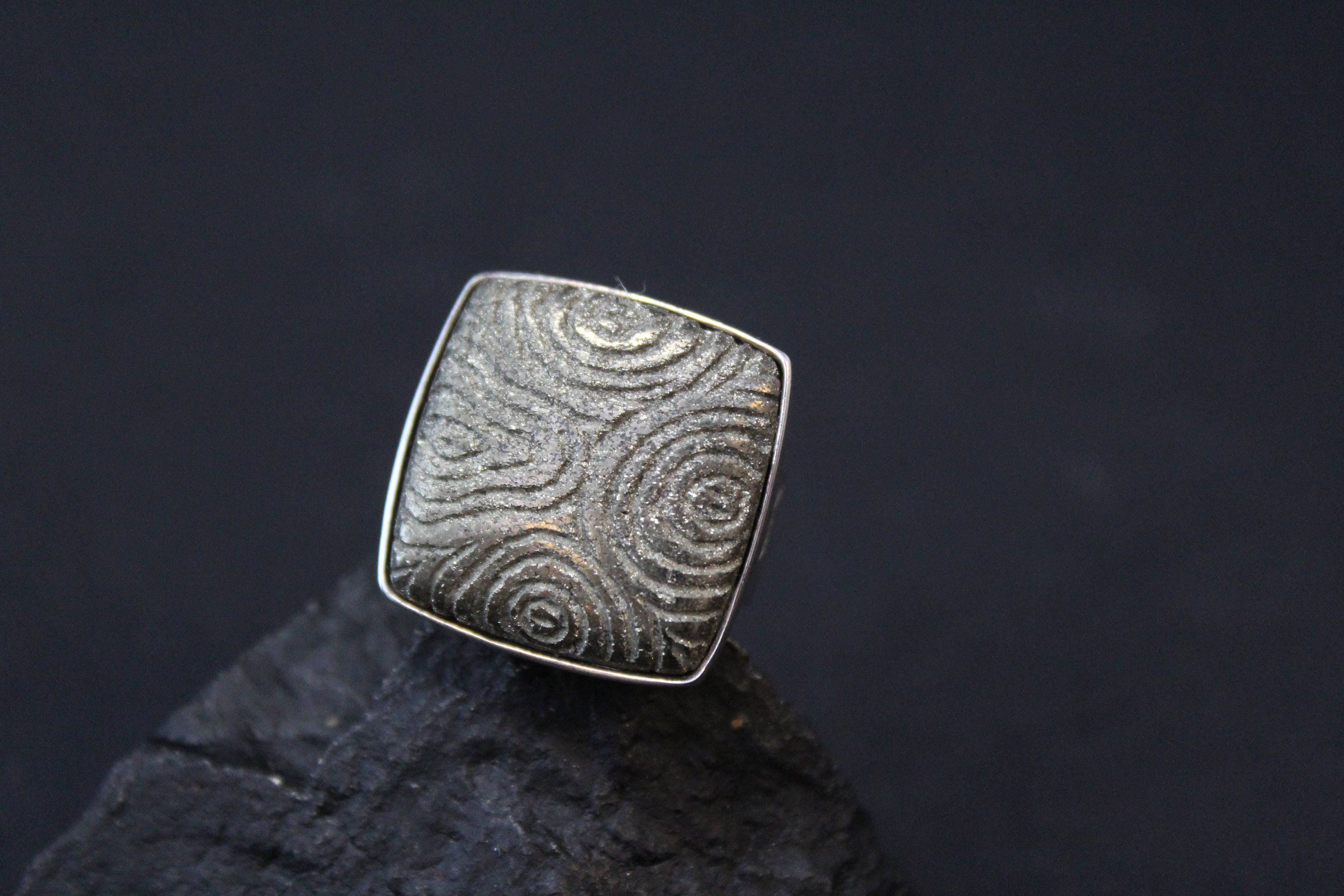 Sterling Silver Carved Gemstone Ring, Sterling Silver Zen Jewelry, Zen