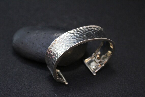 Sterling Silver Hammered Cuff Bracelet, Hammered Sterling Silver Cuff, Hammered Silver Jewelry, Textured Sterling Silver Cuff Bracelet View 3