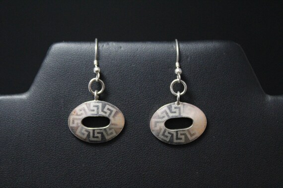 Sterling Greek Key Dangle Earrings, Sterling Silv… - image 1