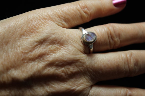 Sterling Silver Moonstone Ring, Simple Silver Boh… - image 6