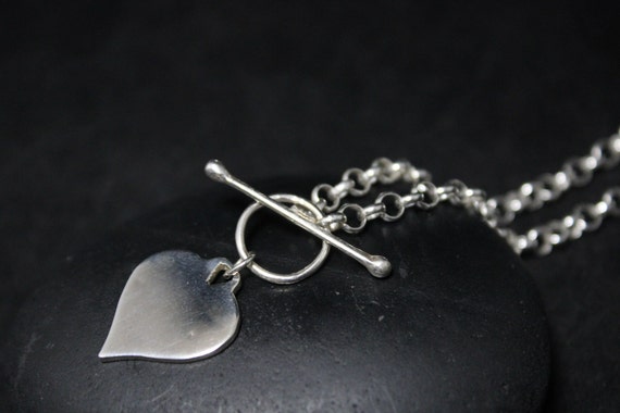 Sterling Silver Toggle Heart Minimalist Chain Nec… - image 1