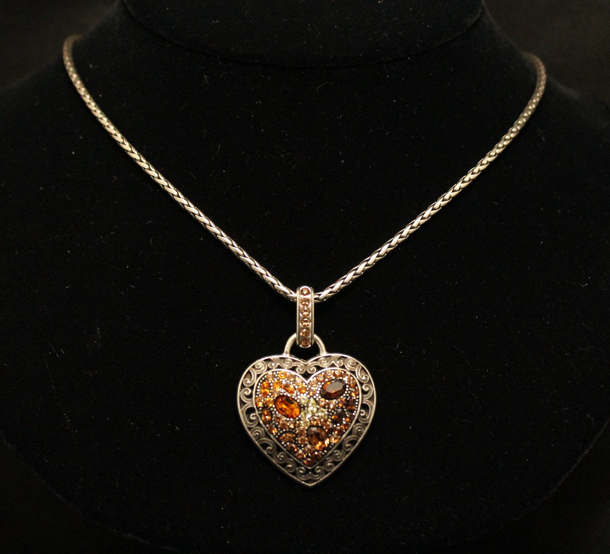 Vintage Brighton Orange MultiStone Heart Pendant, All You Need Is Love
