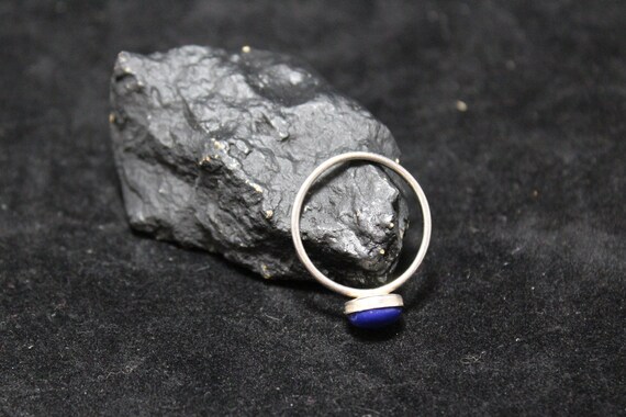 Sterling Silver Lapis Ring, Dainty Sterling Silver Lapis Ring, Lapis Lazuli Stacker Sterling Silver Ring, Minimalist Lapis Lazuli Ring View 4
