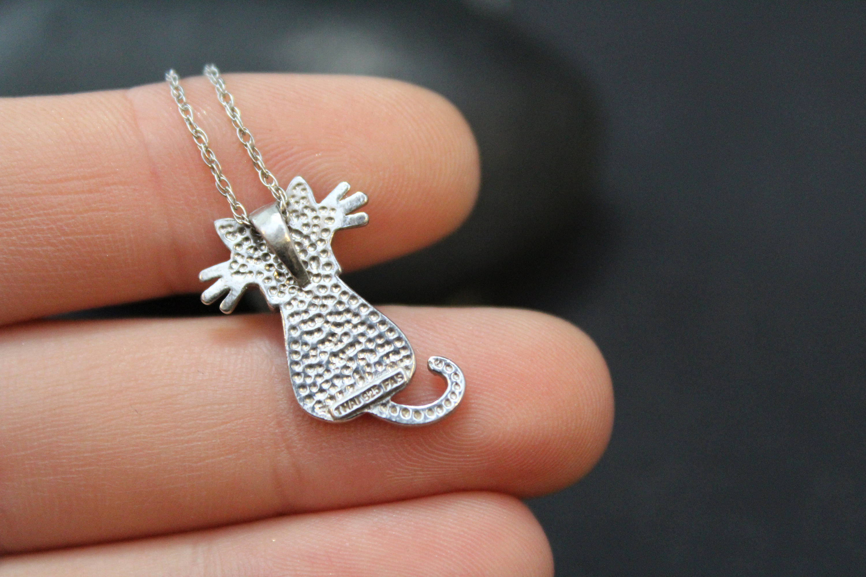 RESERVED (Priority shipping included) Sterling Silver Pave Cat