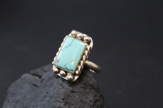 Sterling Silver and Faux Turquoise Southwestern R… - image 1