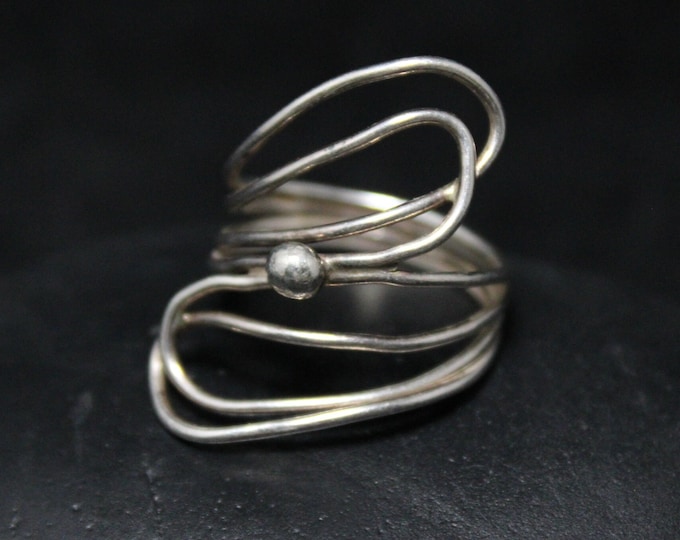 Modernist Sterling Silver Swirl Ring Size 7, Sterling Wave Ring, Sterling Ring Swirl Design, Sterling Swirl Jewelry, Simple Sterling Ring