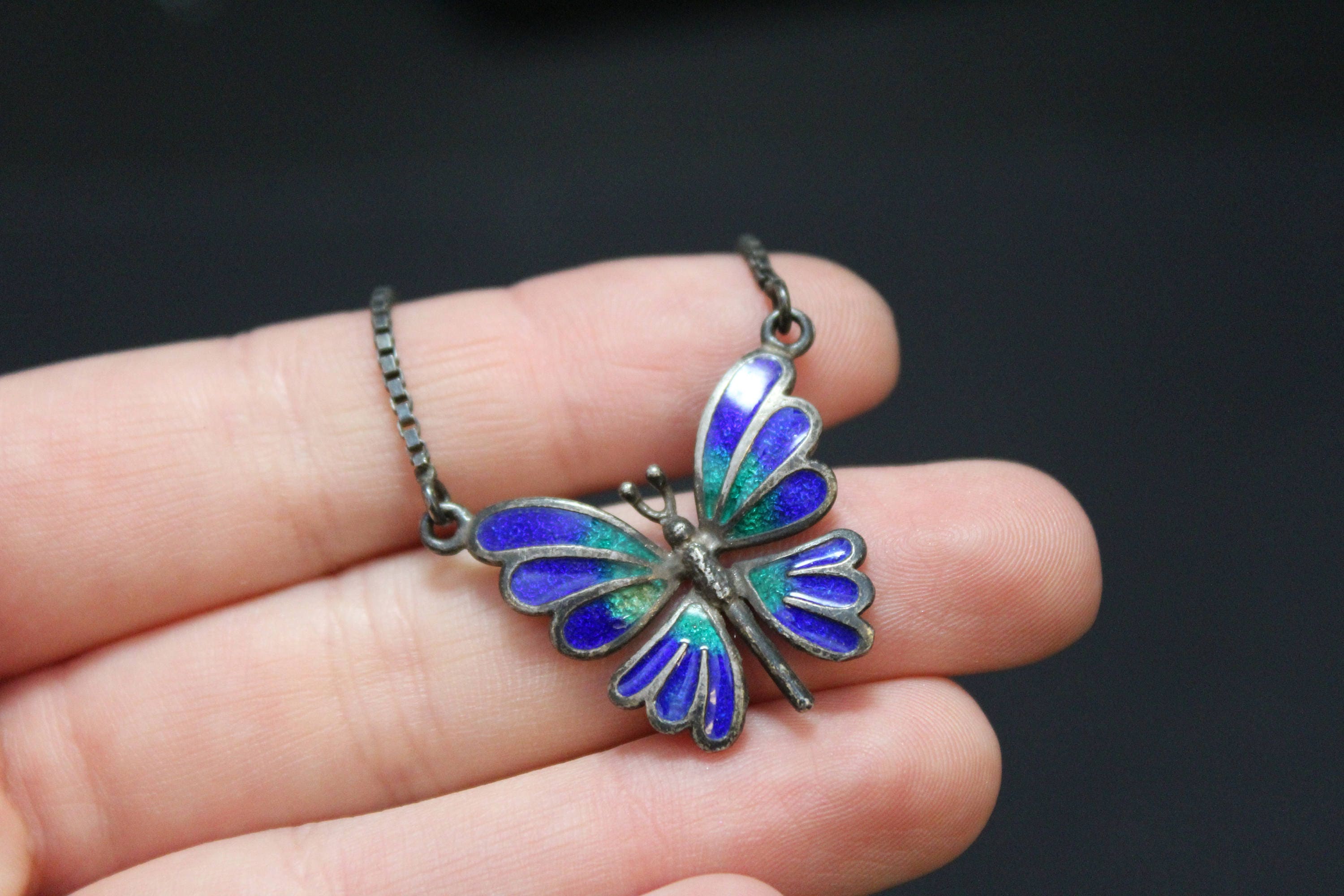 Enamel store butterfly necklace